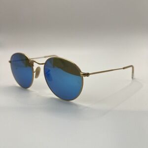 Ray-Ban RB3447 Round Metal Sunglasses GoldBlue Mirror Polarized 112/4L 50mm READ